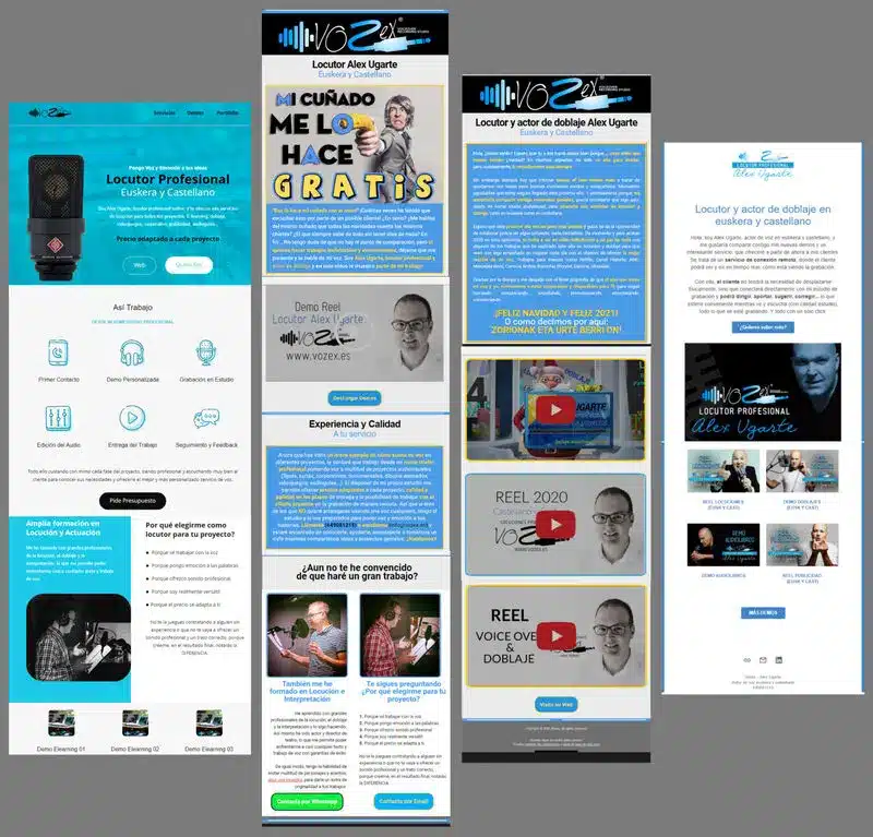 Alex Ugarte locutor online preparando una campaña de marketing y mailings para captar clientes