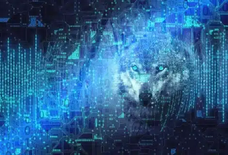 Ilustración de un lobo representando la amenaza de la inteligencia artificial para los locutores profesionales